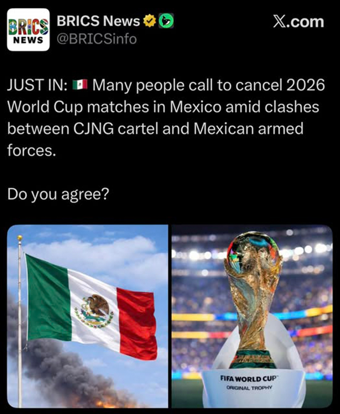 FIFA World Cup 2026 Mexico host cities Guadalajara Mexico City Monterrey with question mark overlay amid cartel violence concerns